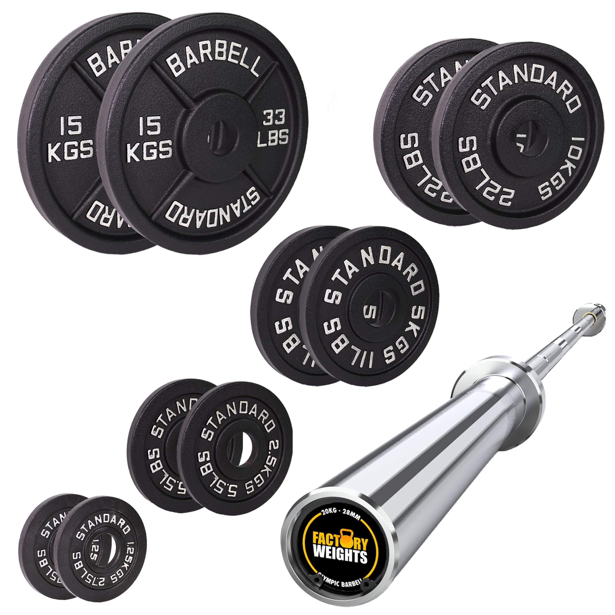 67.5kg Cast Iron Plate Set With Barbell NO UPGRADE NO UPGRADE NO UPGRADE