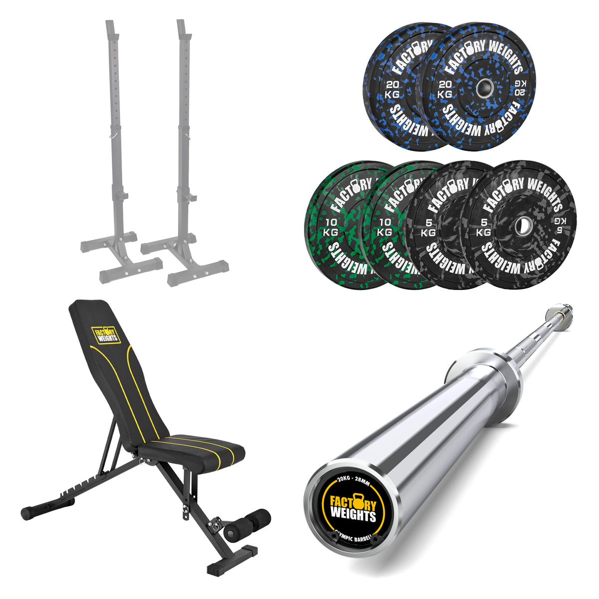 Olympic bar deals and bench set